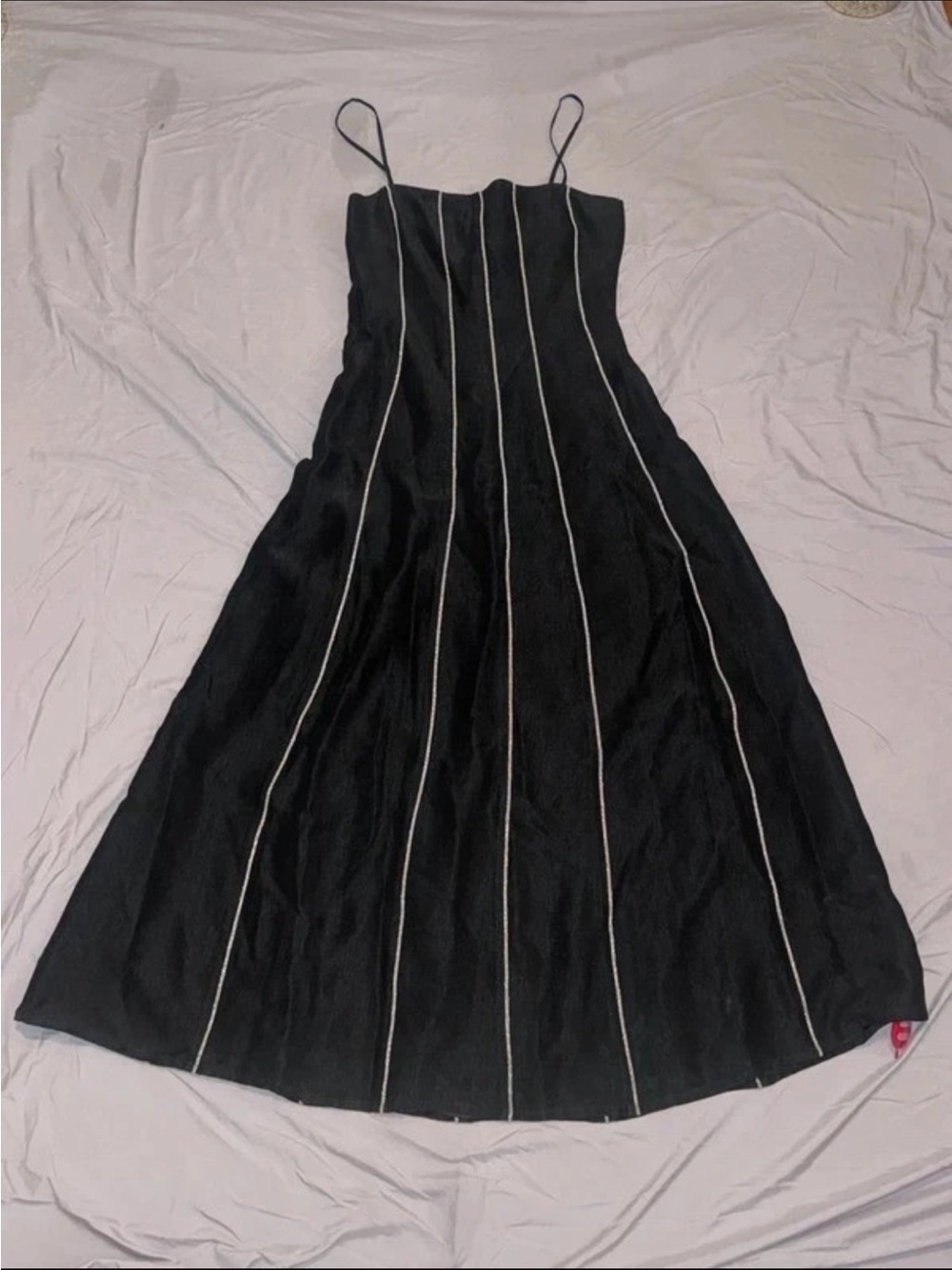 rag & bone Black Midi Dress with White Contrast Piping
